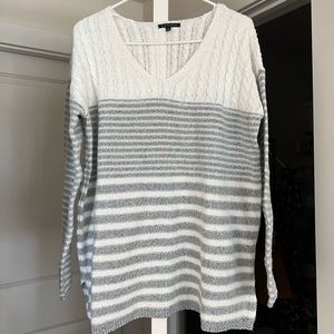 Grey Stripe Sweater Red Dress Boutique